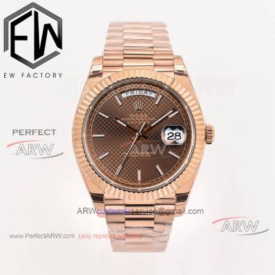 Perfect replica Rolex Day-Date Rose Gold Case Swiss 3255 Automatic Mechanical Watch 40mm 